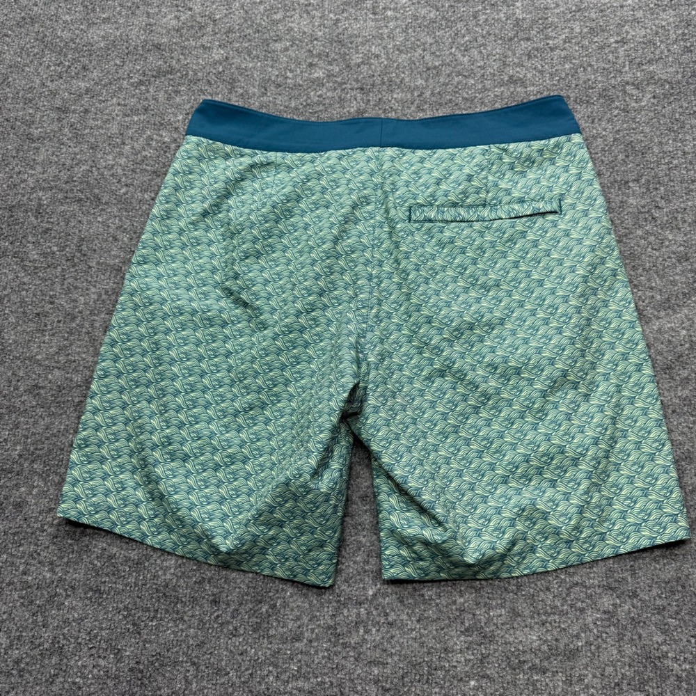 The Normal Brand Mens Teal Green Wave Print Board Shorts Swim Trunks Size 31 - Picture 5 of 7